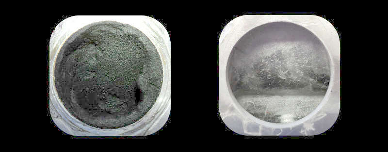 Ultra sonic cleaning of a carboned up intake manifold. Before and after.